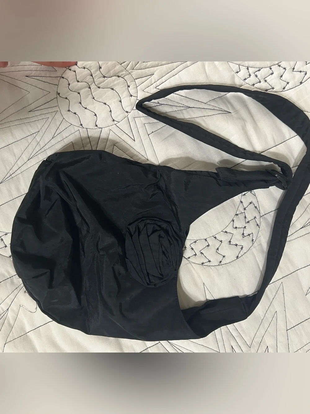 BAGGU Black Halter Tote with Rosette Detail - Picture 1 of 4
